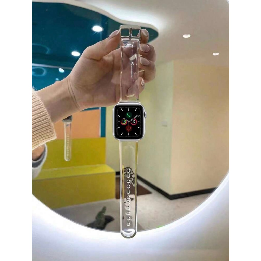 สําหรับ Apple Watch band ห่วงซิลิโคนโปร่งใสผู้หญิง Series 11/10/9/8/7/6/5/4/3/2/1 SE 38/40/41/42/44 มม.45 มม.46 มม.49 มม.