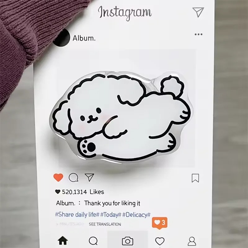 เกาหลีน่ารักการ์ตูนลูกสุนัขผู้ถือแม่เหล็กโทรศัพท์ Grip Tok Griptok Bracket สนับสนุนสําหรับ iPhone 16 15 14 สําหรับ Magsafe กรณีสมาร์ท Tok