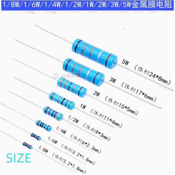 100PCS โลหะตัวต้านทานฟิล์ม 1/6W 1/8W 0R 180R 1R 1.2R 1.5R 2R 2.2R 2.4R 2.7R 3R 3.3R 3.6R 3.9R 4.3R 4