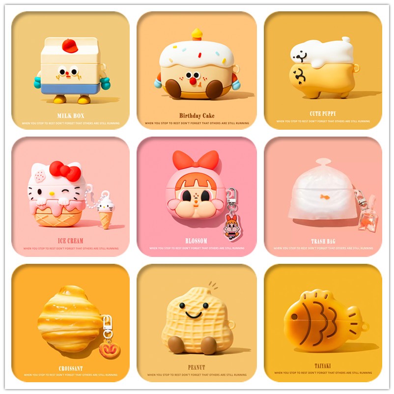 [จัดส่งรวดเร็ว] เคสลายการ์ตูนน่ารักสําหรับ AirPods4/4ANC/1/2/3/Pro/Pro2 เคสซิลิโคนอ่อนนุ่มพร้อมคาราบิเนอร์