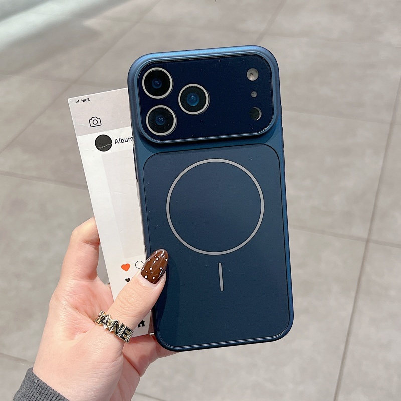 หรูหรา การเข้าโค้ง เอจี ทันที17หน้าต่างขนาดใหญ่วงกลมบางแม่เหล็กเคสโทรศัพท์สีฟ้าเหมาะสําหรับ ไอโฟน 11 12 13 14 15 16 17 มือโปร สูงสุด รวมทุกอย่างเคสฮาร์ดพีซี