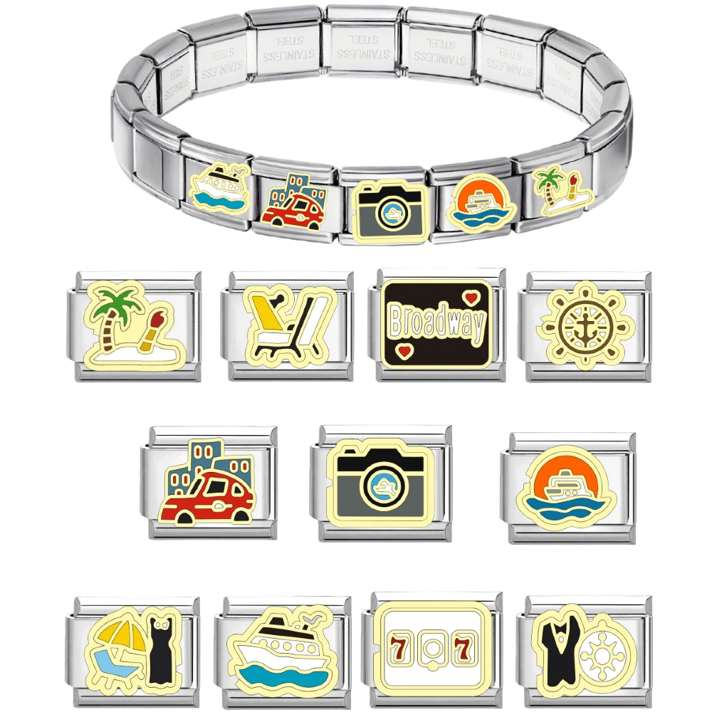 ยอดนิยมท่องเที่ยวอิตาเลี่ยน charm สร้อยข้อมือ Link fit 9 มม.สร้อยข้อมือสแตนเลส DIY เครื่องประดับทํา