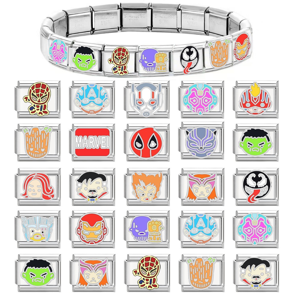 DIY อิตาลี charm สร้อยข้อมือ links fit 9 มม.marvel ซูเปอร์ฮีโร่แฟชั่นเครื่องประดับอุปกรณ์เสริม DIY สร้อยข้อมือเครื่องประดับทํา