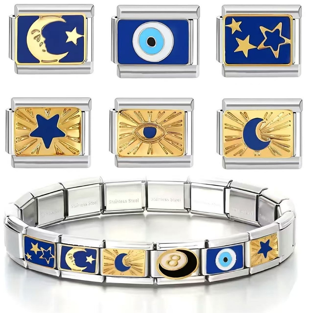 DIY สร้อยข้อมืออิตาเลี่ยน charm links fit 9 มม.Star & moon เครื่องประดับแฟชั่นอุปกรณ์เสริม DIY สร้อยข้อมือเครื่องประดับทํา