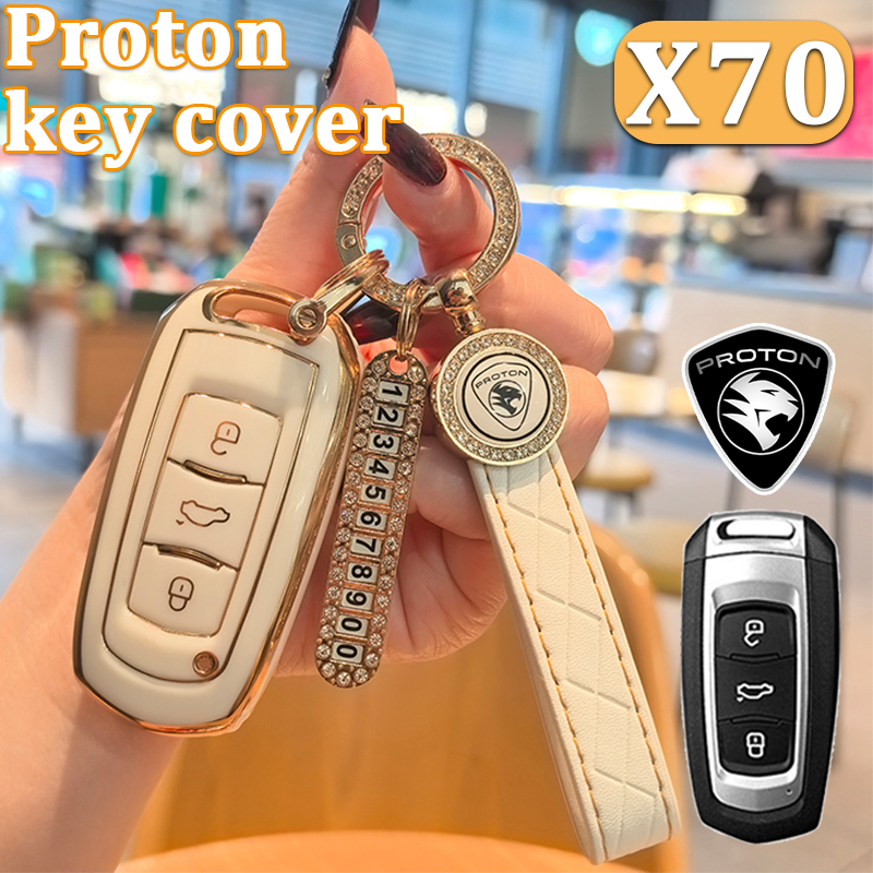 Proton ฝาครอบกุญแจ X70 เคสกุญแจ Proton X70 ปลอกกุญแจ Proton X70 เคสกุญแจรีโมทรถยนต์ Proton ขอบทอง เค