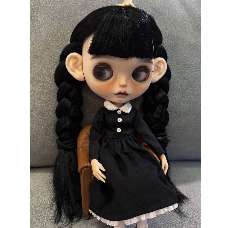 Blythe Little Ragdoll Clothes ob24 ob27 azone Black Dress เสื้อผ้าเด็กทํามือ