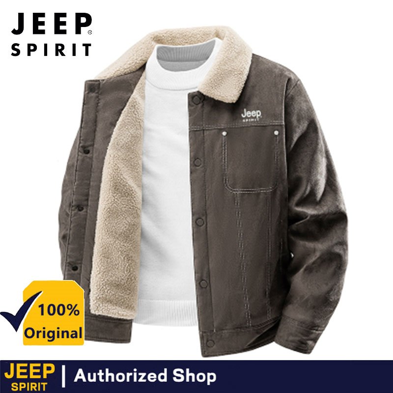 JEEP SPIRIT เสื้อแจ็คเก็ตผ้าฟลีซผู้ชายฤดูหนาว