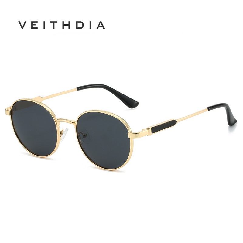 VEITHDIA แว่นตากันแดดทรงกลม Simple Geometric ออกแบบโลหะคลาสสิก ป้องกัน UV400 สวมใส่ได้ทั้งผู้ชายและผู้หญิง BY3792