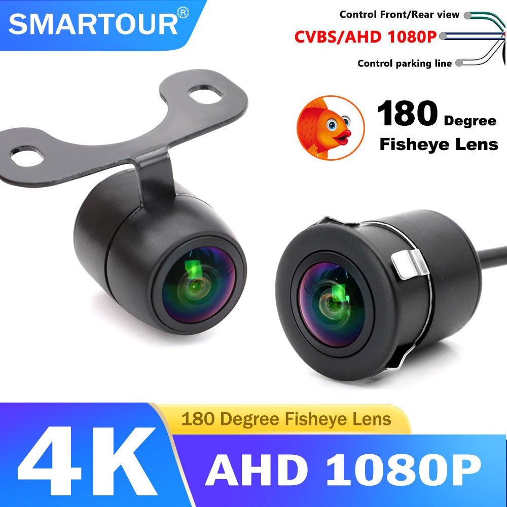 4K AHD 1920x1080P HD Night Vision รถด้านหลังสํารองที่จอดรถกล้อง 180 องศา Fisheye เลนส์มุมกว้างกันน้ํ