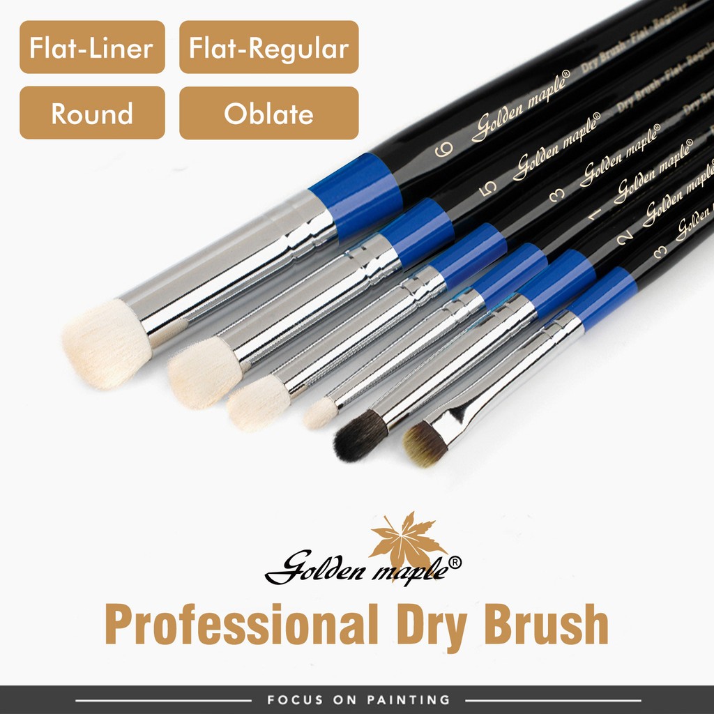 Golden Maple Professional Dry Brush Set - ชุดพู่กัน 6 ชิ้น: การควบคุมจังหวะแปรงที่แม่นยํา, เหมาะสําหรับโมเดลฉากขนาดเล็ก, ตัวเลข Warhammer, และรุ่นหน้าอก