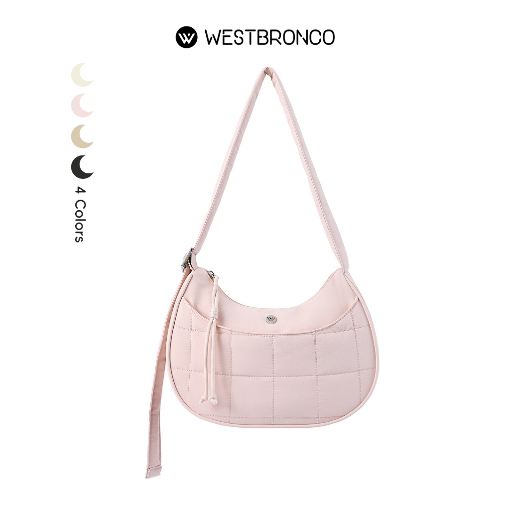 WESTBRONCO รุ่นMoonny (มูนนี่)  กระเป๋าสะพายไหล่ผู้หญิงทรงพระจันทร์  ผลิตจากผ้าไนลอน มาพร้อมสายสะพายไหล่ปรับความยาวได้