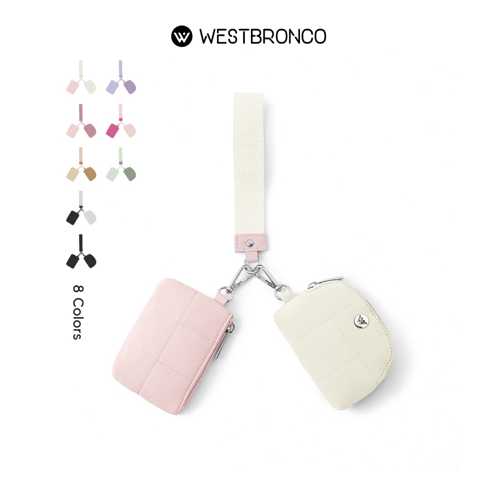WESTBRONCO รุ่นLolipop (โลลิป๊อป) กระเป๋าสตางค์ขนาดเล็กแบบพวงกุญแจสำหรับผู้หญิง กระเป๋าใส่เหรียญผ้าไนลอนแบบถอดออกได้ มาพร้อมสายคล้องข้อมือ พกพาสะดวก