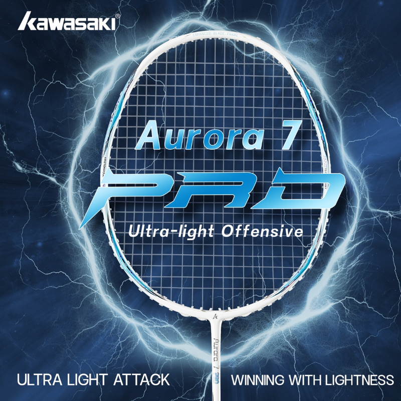 ไม้แบดมินตัน Kawasaki Aurora 7 Pro อย่างเป็นทางการของแท้, คาร์บอนไฟเบอร์เต็มรูปแบบ, 5U Ultra-Light, ความตึงสูงสุด 35lbs, การฝึกอาชีพรุก, ไม้เดี่ยว, รวมถึง 1 แร็กเก็ตก่อนลวด, 1 กระเป๋านุ่ม, 1 เทปกริป