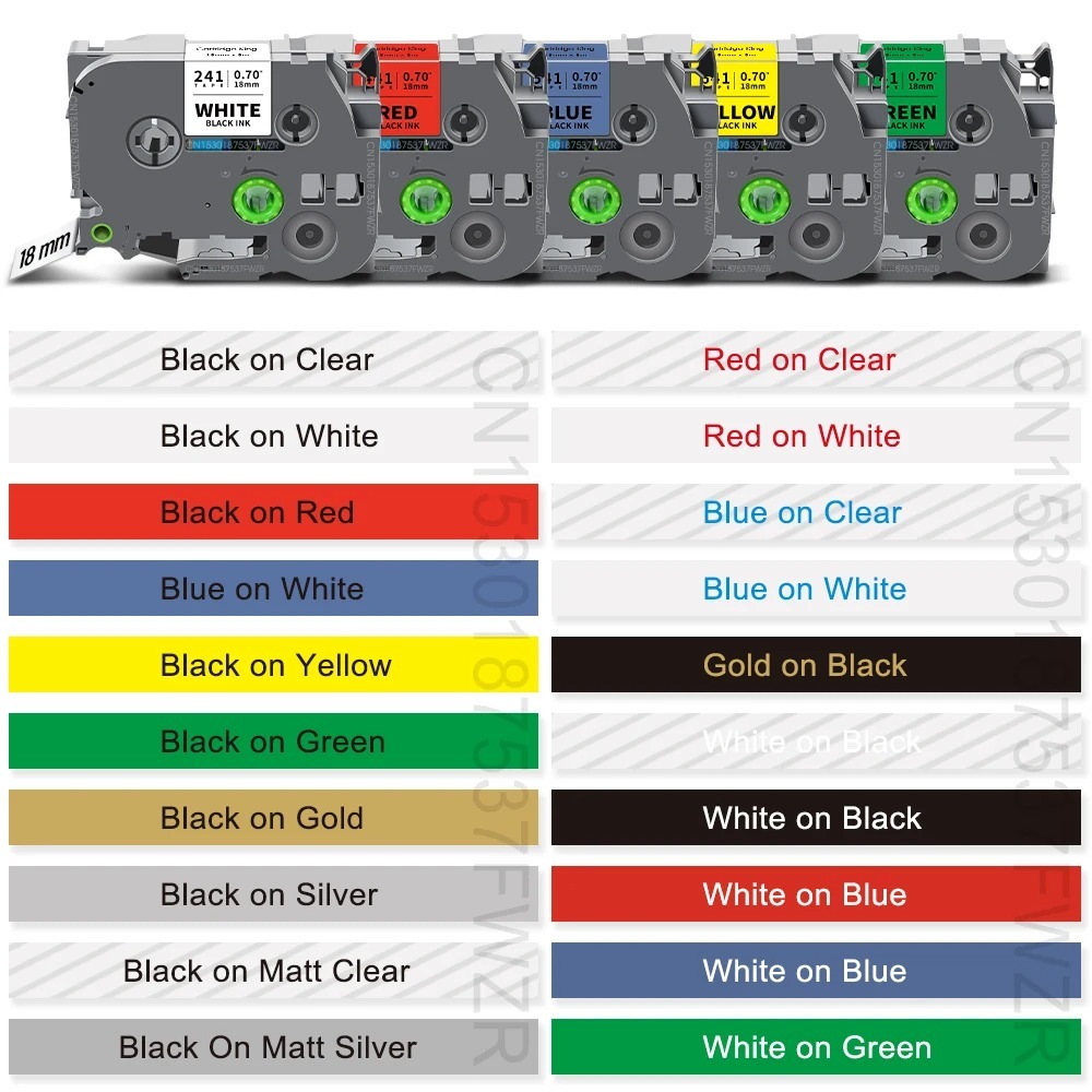 สีผสม 18 มม. ใช้งานร่วมกับ Brother เทปลามิเนต Brother TZe เทป tze241 tze641 tze141 tze-141 tze441 tz