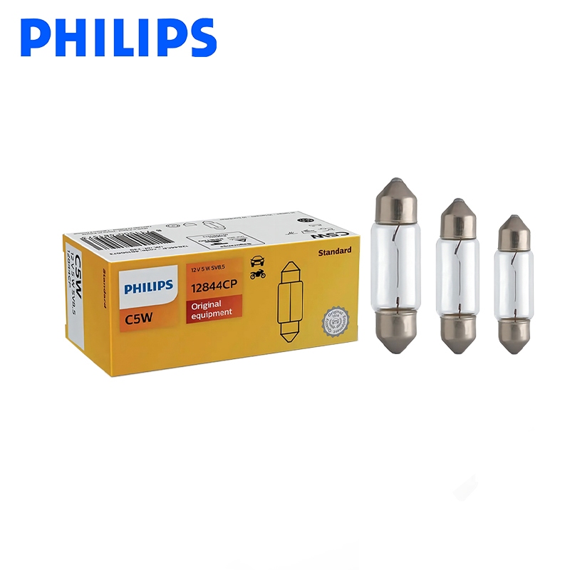 PHILIPS C5W 5W T10 10W 36mm 38mm 43mm 12844 12854 12864 12866 หลอดฮาโลเจนมาตรฐานดั้งเดิมสำหรับรถยนต์