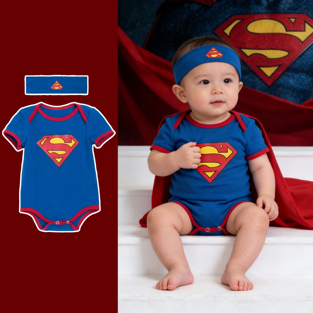 ชุดรอมเปอร์แขนสั้น Marvel Superman สำหรับทารกและเด็กเล็ก