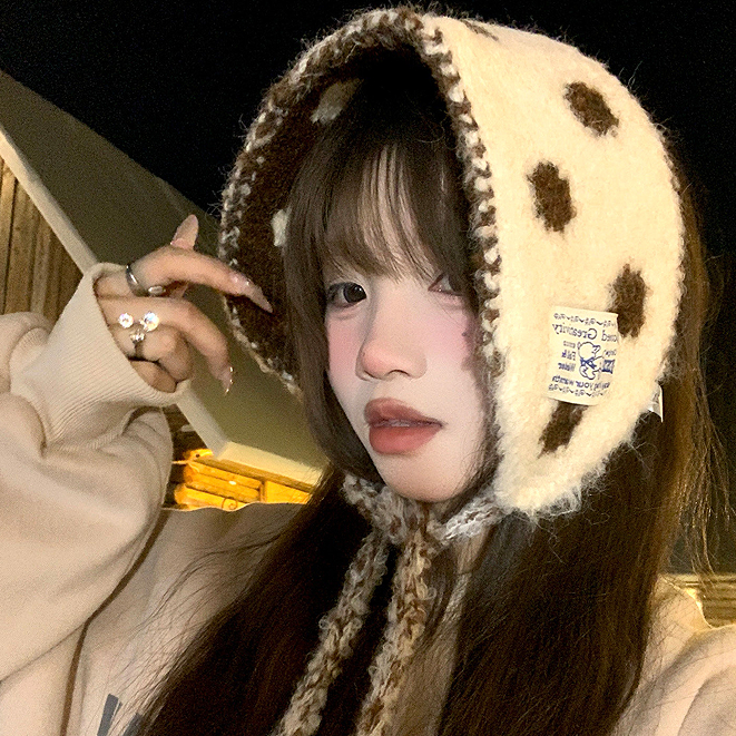 สไตล์เกาหลี ผ้าพันคอกันหนาวพร้อมหูฟัง พอลกาดอตสำหรับผู้หญิง ขนาดเล็ก กันลมและหนาว - รูปที่ 2