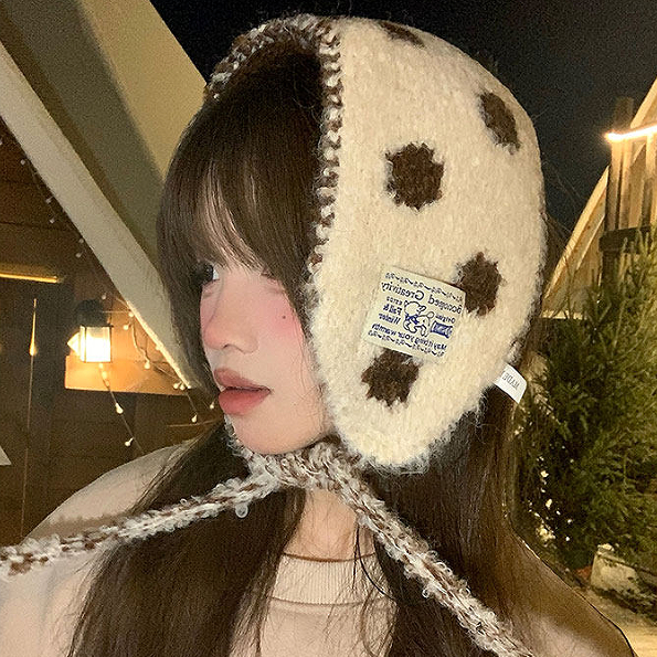 สไตล์เกาหลี ผ้าพันคอกันหนาวพร้อมหูฟัง พอลกาดอตสำหรับผู้หญิง ขนาดเล็ก กันลมและหนาว - รูปที่ 4