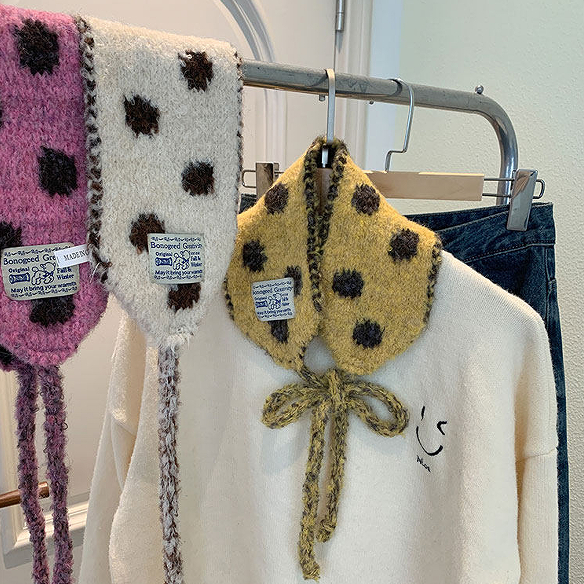 สไตล์เกาหลี ผ้าพันคอกันหนาวพร้อมหูฟัง พอลกาดอตสำหรับผู้หญิง ขนาดเล็ก กันลมและหนาว - รูปที่ 6