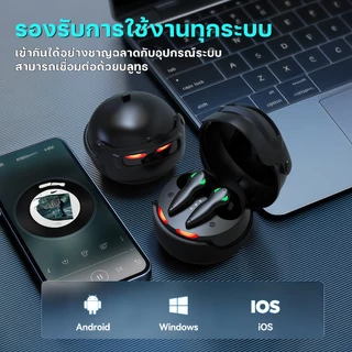 BUDS 5 PRO หูฟังสําหรับเล่นเกมใหม่ล่าสุด, การออกแบบหมวกกันน็อคพิเศษ, เอฟเฟกต์แสงที่เป่าใจ, เสียงสเตอริโอระดับ HiFi iPX5 กันน้ํา Build-in Mic, ลดเสียงรบกวน ENC