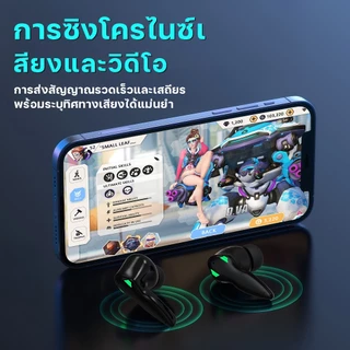 BUDS 5 PRO หูฟังสําหรับเล่นเกมใหม่ล่าสุด, การออกแบบหมวกกันน็อคพิเศษ, เอฟเฟกต์แสงที่เป่าใจ, เสียงสเตอริโอระดับ HiFi iPX5 กันน้ํา Build-in Mic, ลดเสียงรบกวน ENC