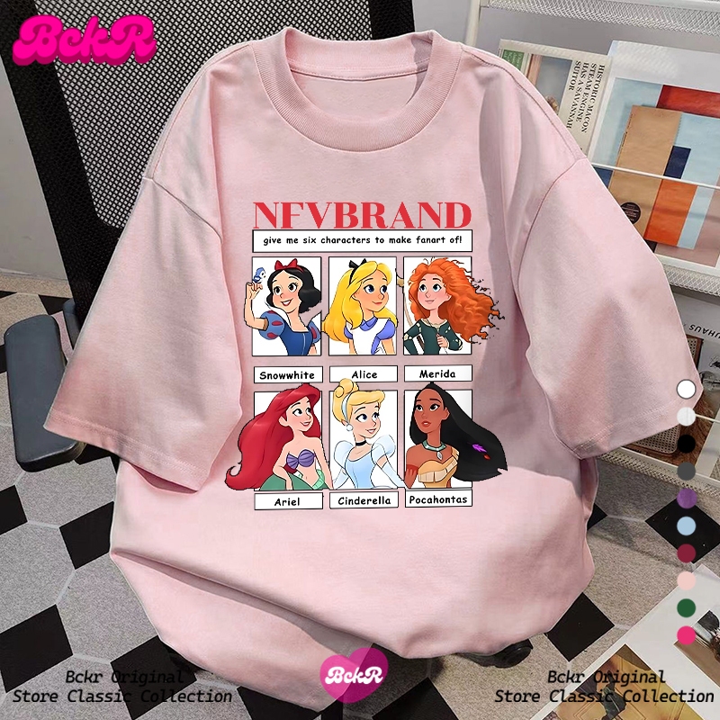 【จัดส่งตลอด 24 ชั่วโมง】🔥BCKR สไตล์พรีพี เจ้าหญิงลาย เสื้อผญ เสื่อยืด👸🏻oversize คอกลม เสื้อYG1156