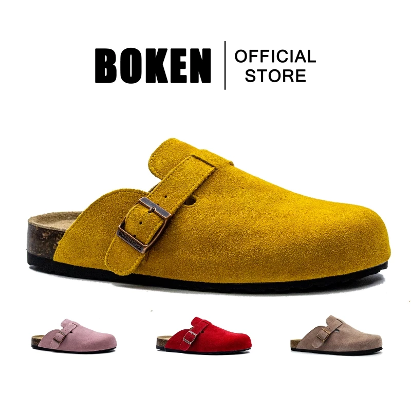 BOKEN รองเท้าคลอ็กมูลส์ หนังวัวแท้ และ Cork ใส่สบายสำหรับทั้งผู้หญิงและผู้ชาย