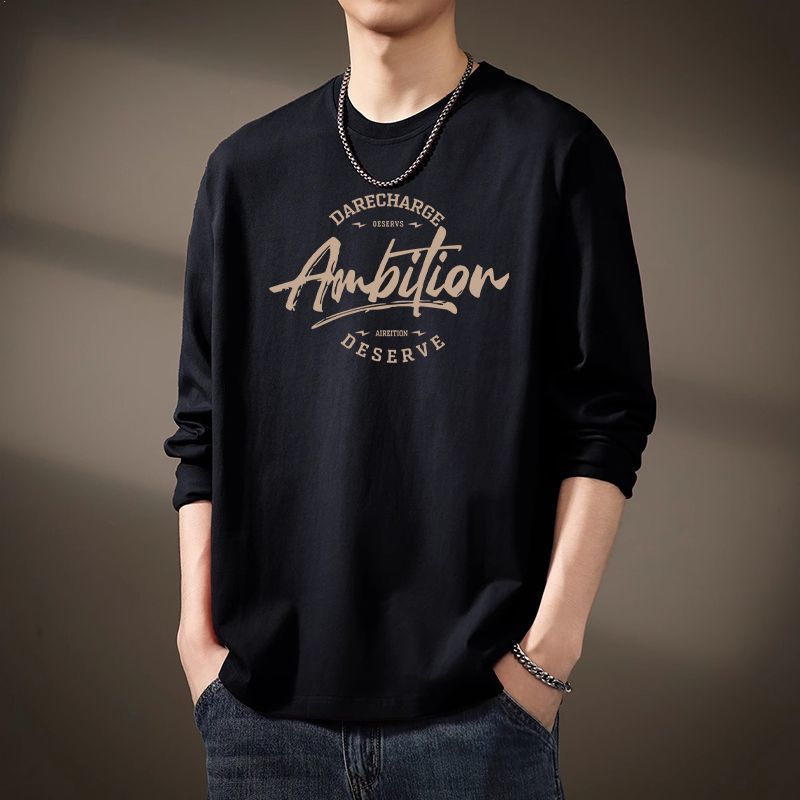 Americanสไตล์คอกลมเสื้อยืดแขนยาวจดหมายพิมพ์ลายเสื้อ oversizeผู้ชายฤดูใบไม้ร่วงlong sleeves t shirt S-3XLรหัสจัดส่งรวดเร็ว