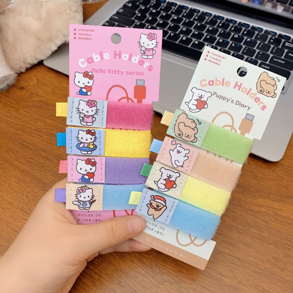 4 ชิ้น/เซ็ตน่ารักการ์ตูน Kitty Data Cable Organizer มัลติฟังก์ชั่นคอมพิวเตอร์สายหูฟังขนาดกะทัดรัดแบบพกพา Organizer