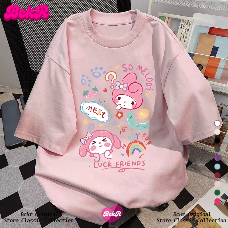 【จัดส่งตลอด 24 ชั่วโมง】🔥BCKR สไตล์พรีพี การ์ตูน ลายกระต่าย เสื้อผญ เสื้อ🐰oversizeคอกลม เสื่อยืดYG189
