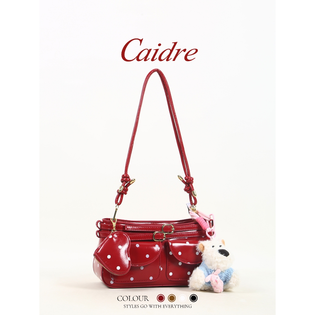 Caidre Polka Dot ไหล่รักแร้ กระเป๋าถือสไตล์ High-End สำหรับ 여성