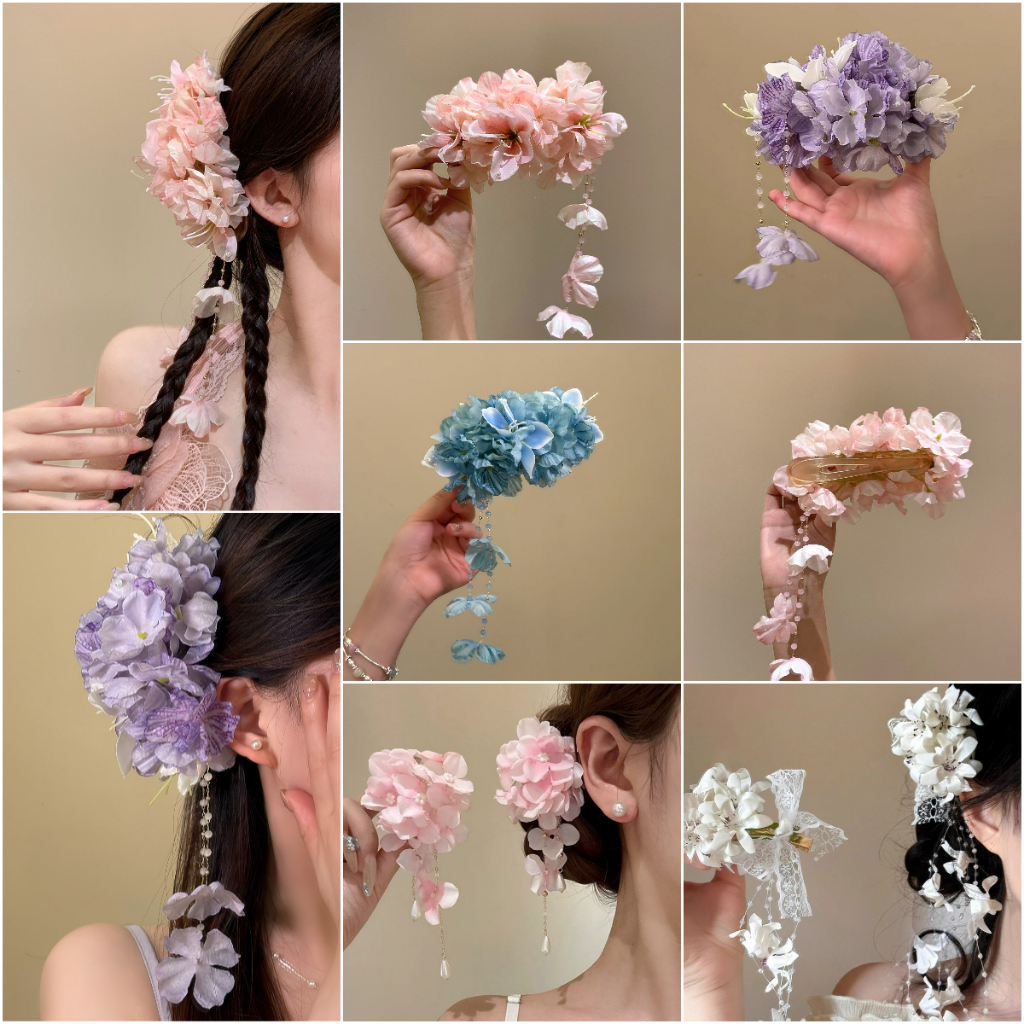 [เครื่องประดับผมสีม่วง] กิ๊บติดผมดอกไม้สำหรับวันหยุด ออกแบบสวยงามเหมือนนางฟ้า🔥 รวมภาษีแล้ว