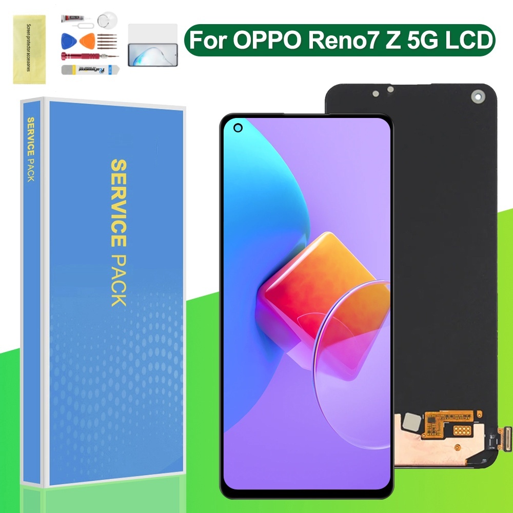 Amoled สําหรับ Oppo Reno7 Z 5G CPH2343 จอแสดงผล LCD Touch Screen Assembly เปลี่ยน Digitizer กรอบ
