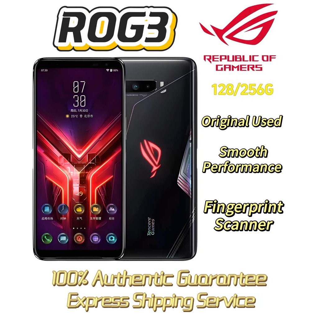 สมาร์ทโฟนสําหรับเล่นเกม ROG Phone 3 มือสอง 95% Like New Dual Sim Global Version 128GB 256GB โทรศัพท์
