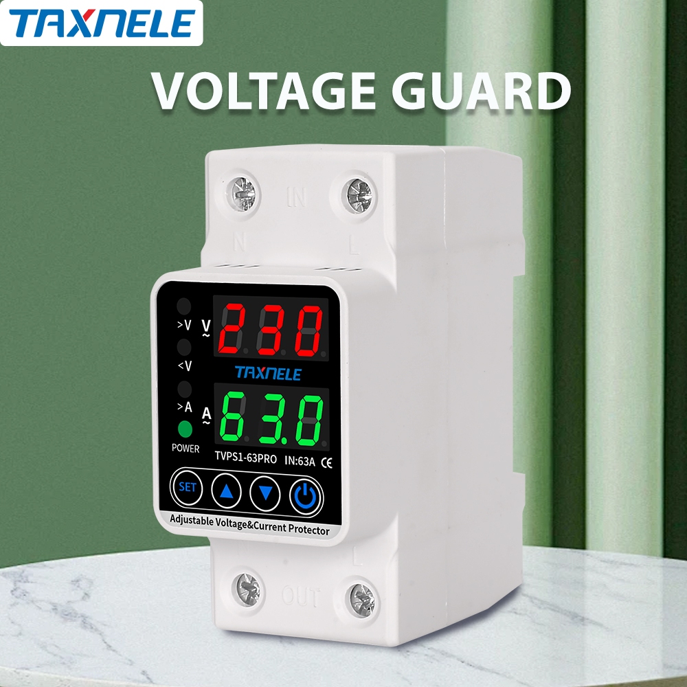 จอแสดงผลคู่ 63A 230V Din Rail ปรับดิจิตอล Over Under Voltage Protector Current Protection