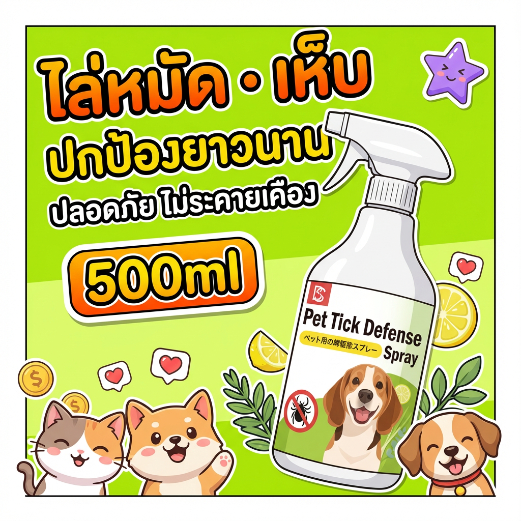 ได้ผล 100% กําจัดหมัด หมัดหมา เห็บหมัด ใช้ได้กับสัตว์เลี้ยงทุกชนิด 500ml