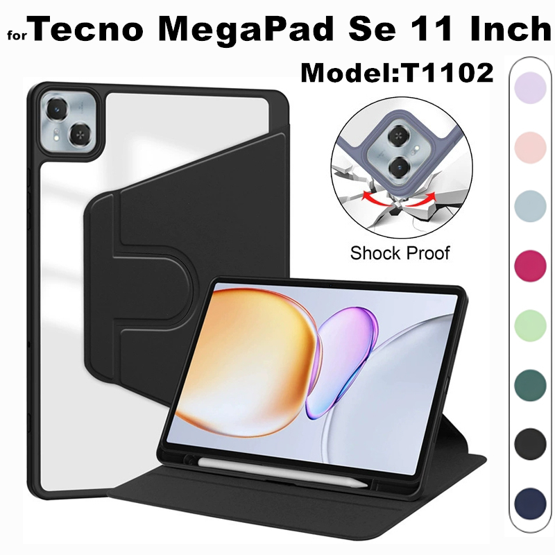 สําหรับ Tecno Mega Pad MegaPad Se 11 นิ้ว 2025 กรณีผู้ถือปากกา 360 หมุนอะคริลิค Clear Hard แท็บเล็ต Coque สําหรับ T1102 2025 กรณี