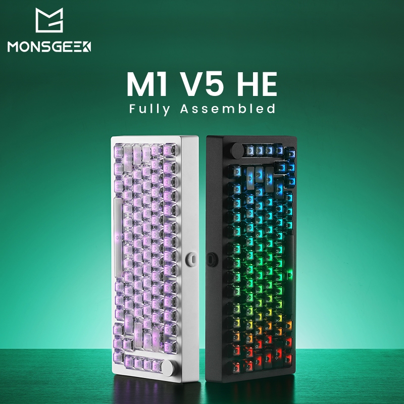 MonsGeek M1 V5 HE คีย์บอร์ดแม่เหล็กอลูมิเนียมไร้สายประกอบพร้อม RGB Hot-swappable,8K Hz Polling Rate 