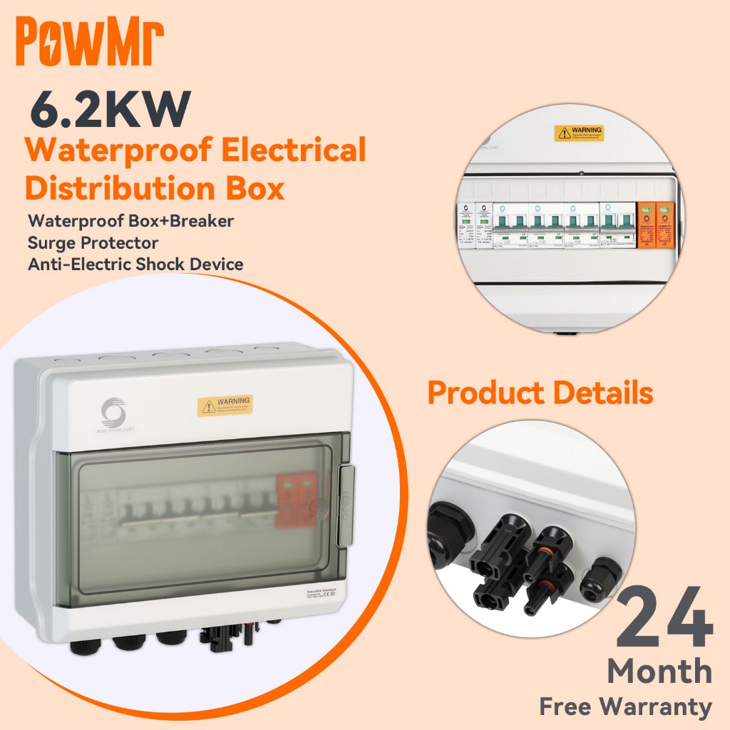 PowMr 10.5x9 กล่องกันน้ําเฉพาะชุดสําหรับ 6.2KW 48V Hybrid Inverter ติดตั้ง Circuit Breaker ป้องกันปล