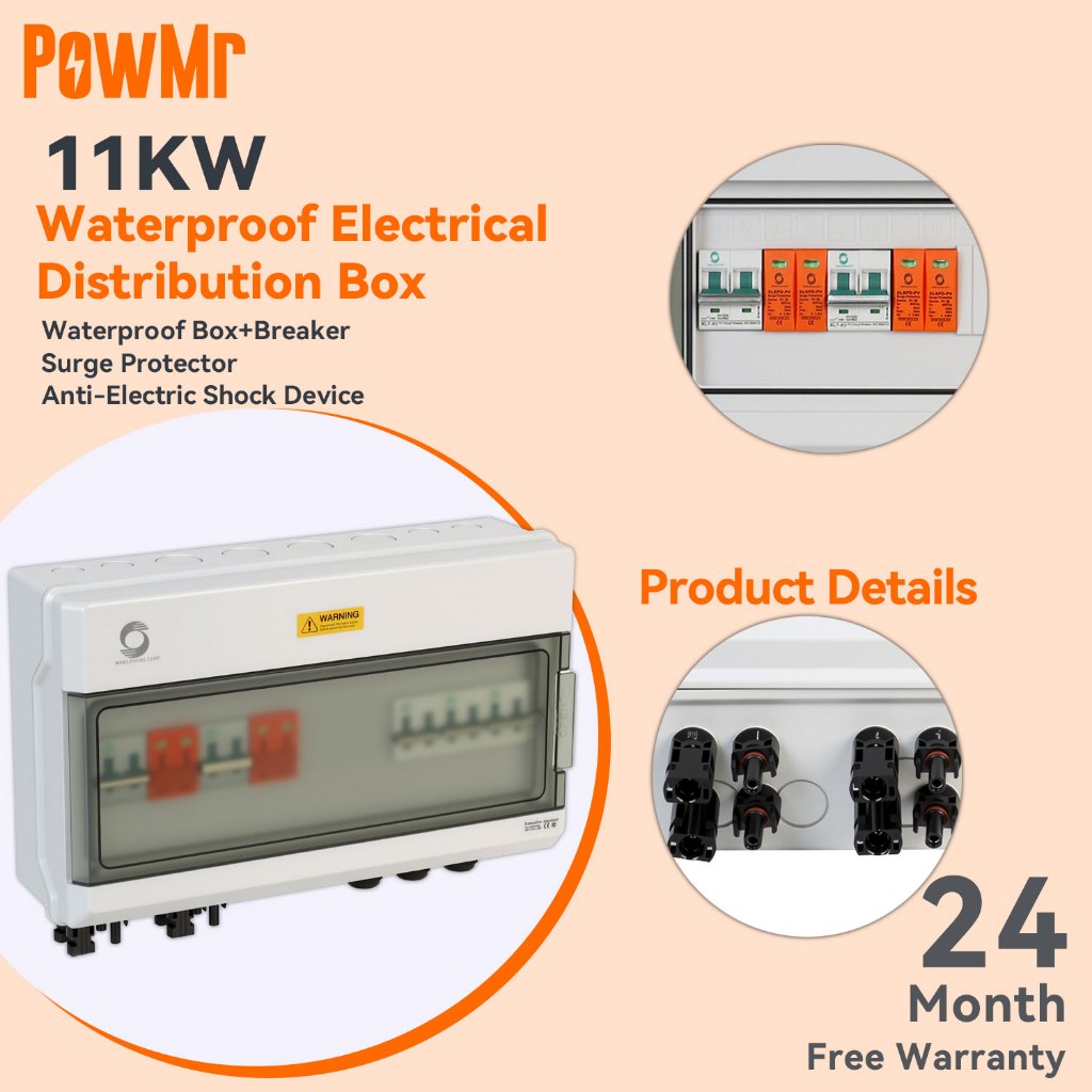 PowMr 10.5x9 กล่องกันน้ําเฉพาะชุดสําหรับ 11KW 48V Hybrid Inverter ติดตั้ง Circuit Breaker ป้องกันปลอ