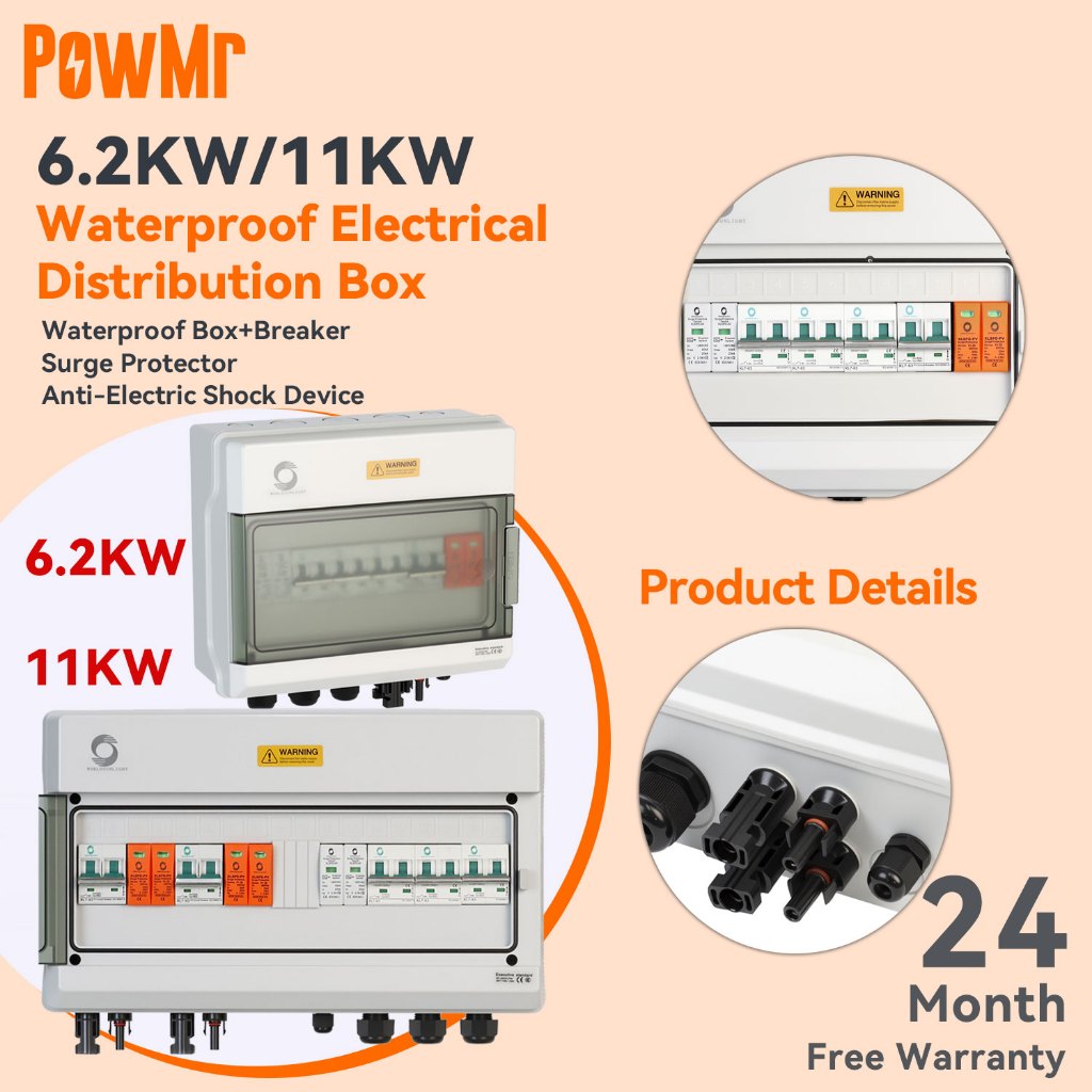 PowMr 10.5x9 กล่องกันน้ําเฉพาะชุดสําหรับ 6.2KW/11KW 48V Hybrid Inverter ติดตั้ง Circuit Breaker ป้อง