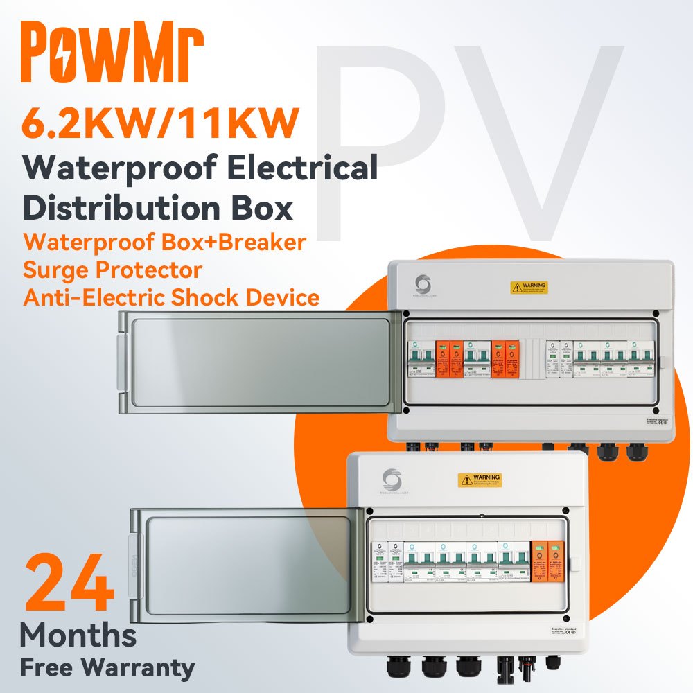 PowMr 10.5x9 กล่องกันน้ําเฉพาะชุดสําหรับ 6.2KW/11KW 48V Hybrid Inverter ติดตั้ง Circuit Breaker ป้อง