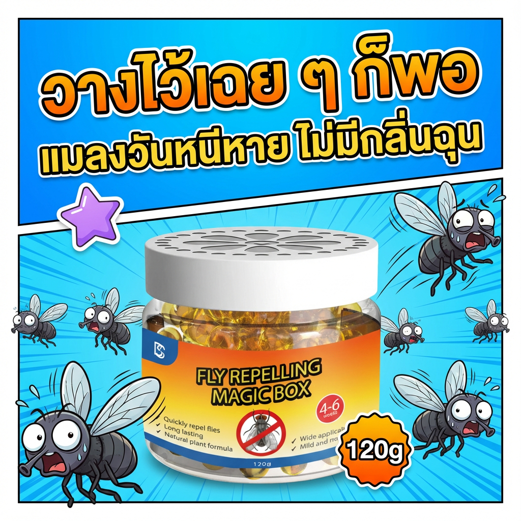แมลงวันบ๊ายบาย! ไล่แมลงวัน ไล่แมลงหวี่ ไม่มีสารเคมี เติมน้ำแล้วใช้ได้ ปลอดภัยและไม่มีพิษ ราคา ถูกที่สุด ดีลบีเคเค รูปภาพหลัก