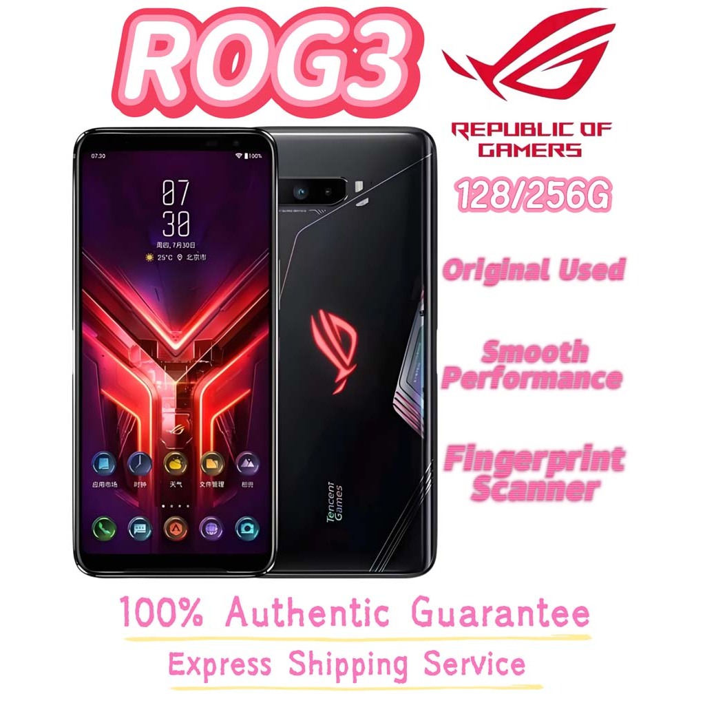 ROG 3 Original Gaming Phone 95% ใหม่มือสอง Dual Sim Global Rom 128GB/256GB 4G LTE Game-Centric โทรศั