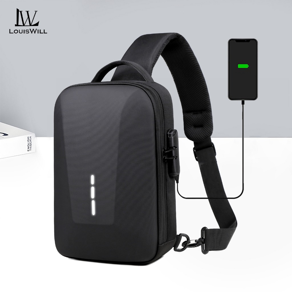 LouisWill Oxford Men Chest Bag Fashion Pouch Bag Travel Shoulder Bag Casual Chest Bag Fashion Shoulder Bag Waterproof Casual Sport Street Bag