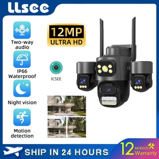 LLSEE ICSEE 6K 10X ซูม 3 เลนส์กล้องวงจรปิดไร้สาย WIFI กลางแจ้งกันน้ำ PTZ สี Night Vision 360 กล้องรักษาความปลอดภัยการติดตามมนุษย์ปลุกสองทาง