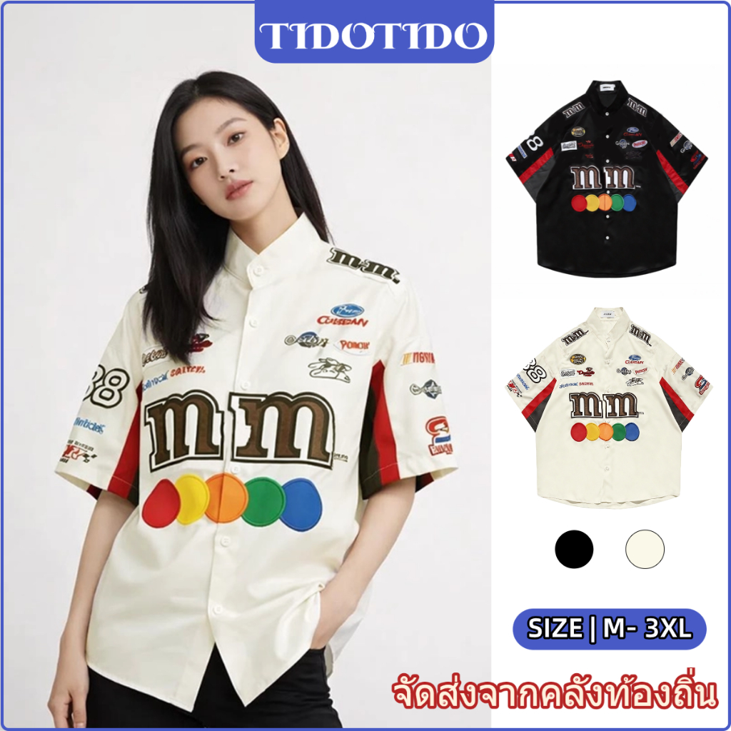 เสื้อยืดปักสไตล์วินเทจอเมริกัน แบบคอกลม unisex พร้อมไซส์ M ถึง 3XL