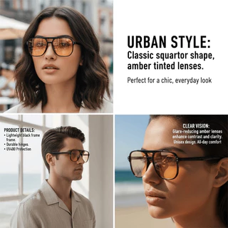 Retro Double Beam แว่นตากันแดดกรอบใหญ่ UV Protection Ocean เลนส์ชาดํา/สีดําสีเหลืองสําหรับฤดูหนาว Sun Aesthetic 2026 Early Spring รันเวย์