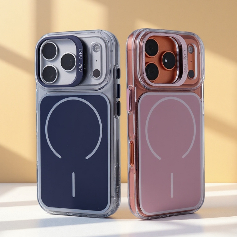 【Acrylic hard case/Metal Bracket/White】เคส compatible for iPhone 11 12 13 14 15 16 17 pro max case