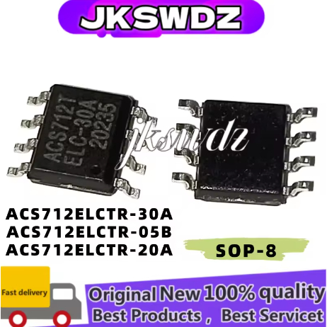 1-5PCS 100% ใหม่ ACS712, ACS712T, ACS712ELCTR, ACS712ELCTR-05B, 20A, 30A, 5V, BI, 8-SOMIC, IC